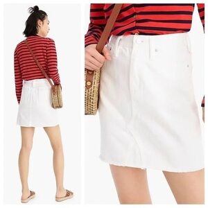 J. Crew Denim Jean White Frayed Hem Pencil Skirt size 30 Knee Length